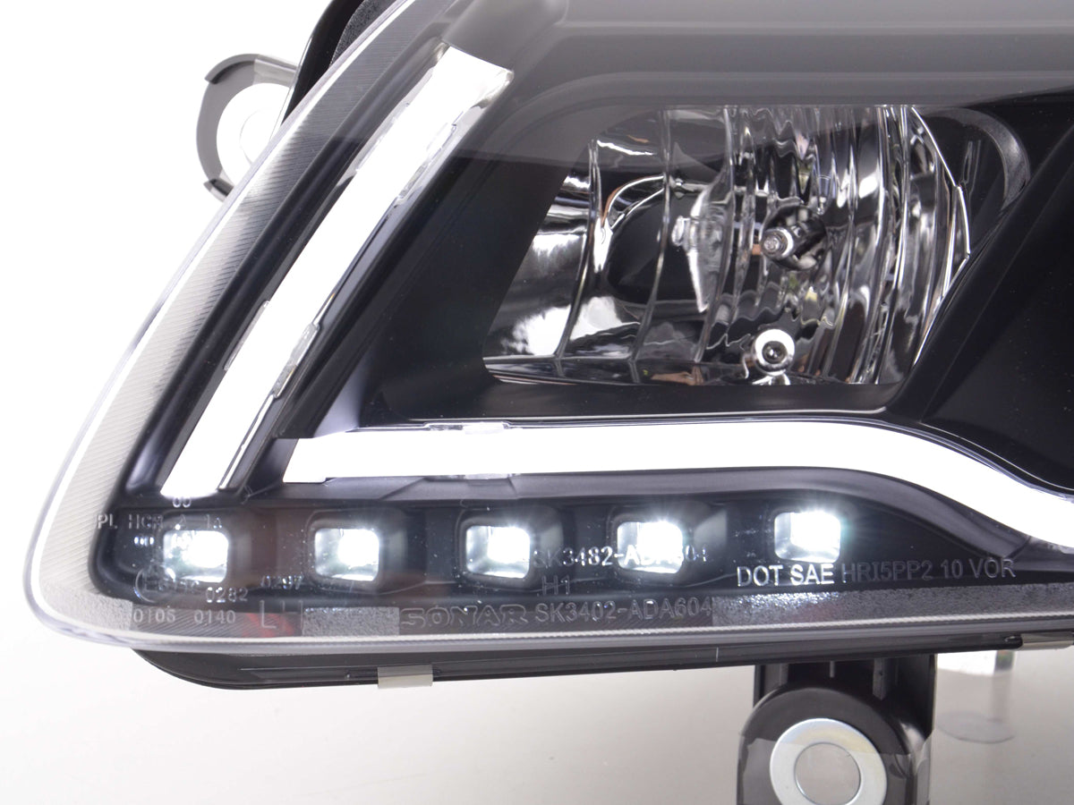 Scheinwerfer Set Daylight LED Tagfahrlicht Audi A6 Typ 4F 04-08 schwarz Scheinwerfer Set Daylight LED Tagfahrlicht Audi A6 Typ 4F 04-08 schwarz